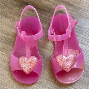Old Navy Pink and Silver Glitter Heart Sandals LIKE NEW